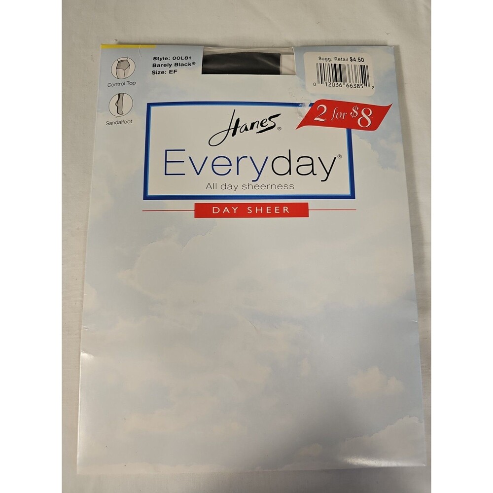 NIP Hanes Everyday All Day Sheerness Size EF Color Barely Black Control Top